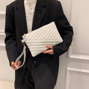 Women PU Envelope Bag Solid Color Zipper Luxury Clutch Purse Bag (White)