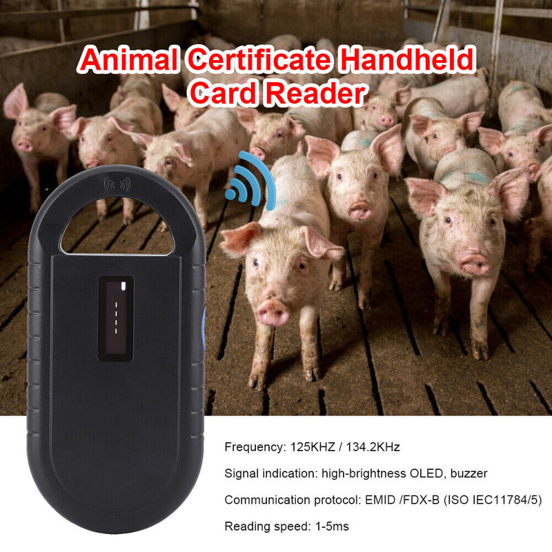 Pets Certificate Handheld Card Tag Reader ID Identification Chip Scanner Newly
