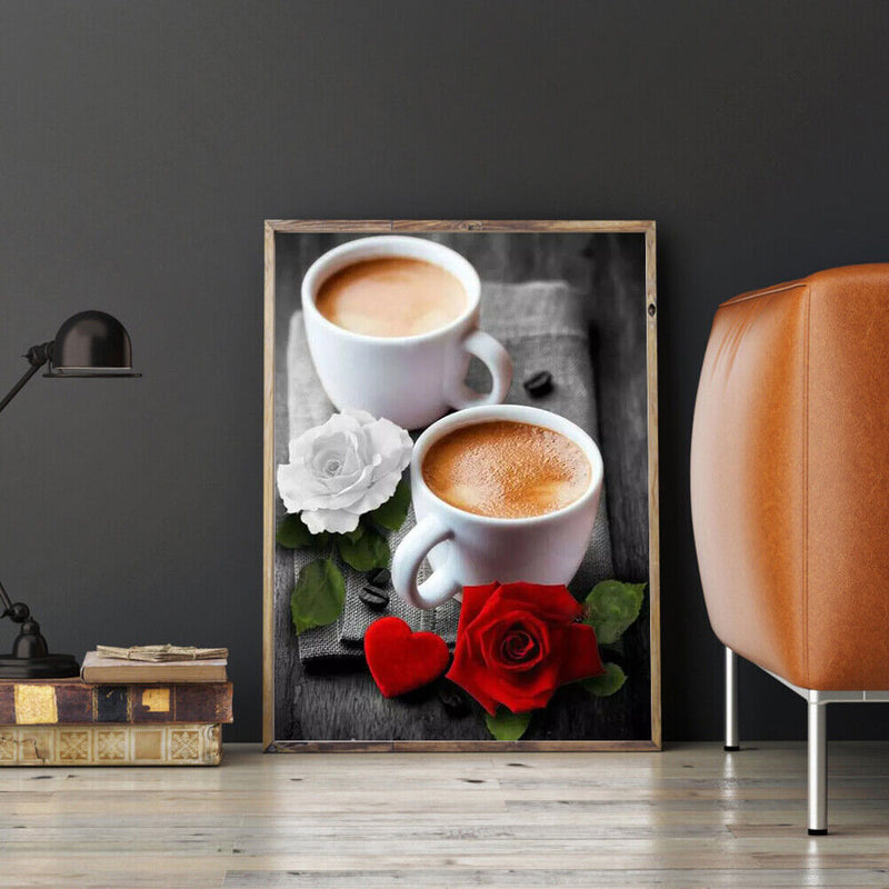 Painting By Numbers DIY Coffee Hand Painted Canvas Oil Art Picture Ornaments Kit