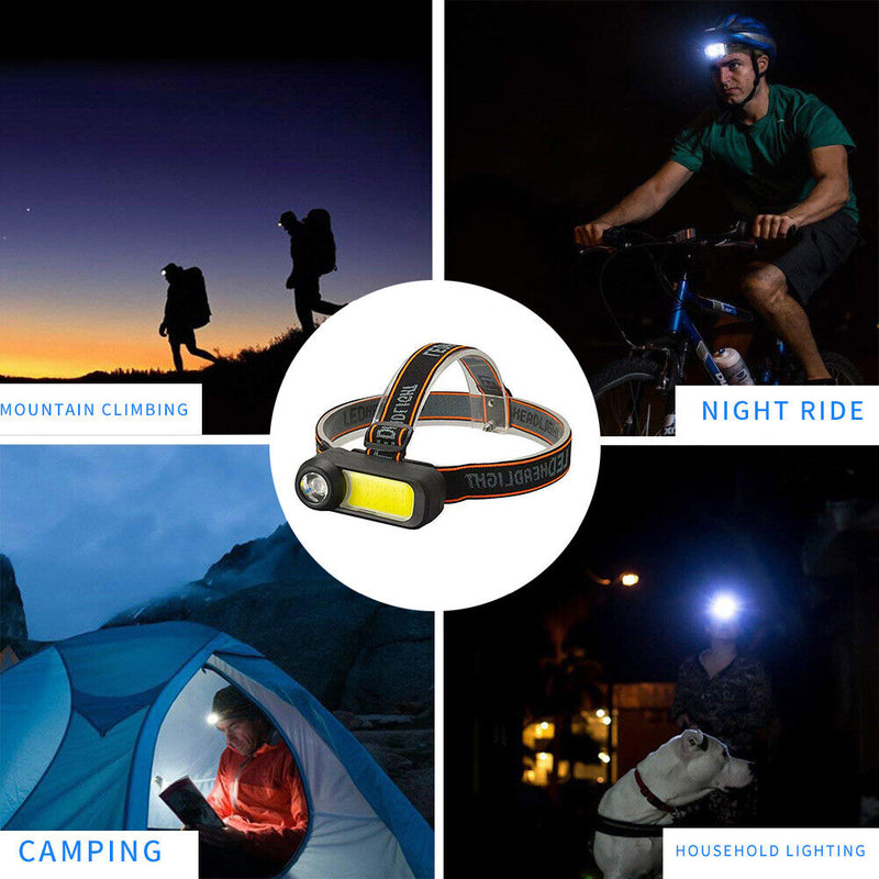 Built-in Battery Rechargeable Headlight Camping Hiking Fishing Strong Headlamp