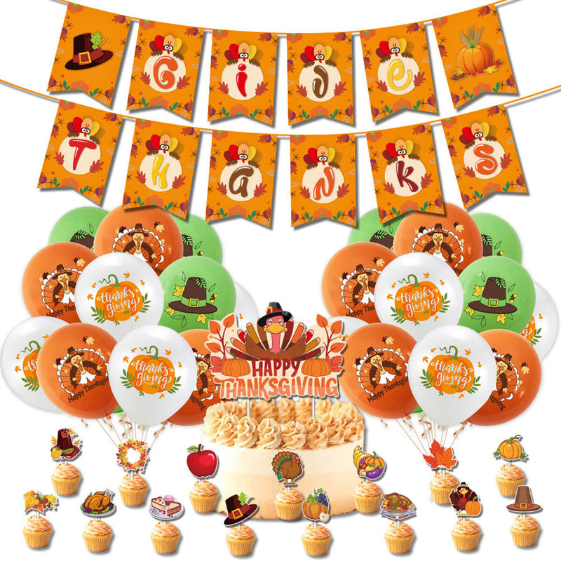 Thanksgiving Props Set Cake Card Topper Party Supplies Decorations for Holiday