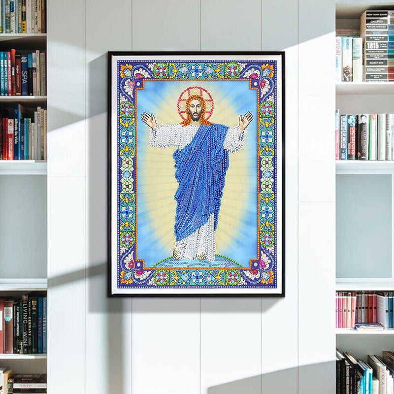 5D DIY Special Shaped Diamond Painting God Cross Stitch Mosaic Kit Home Wall Art