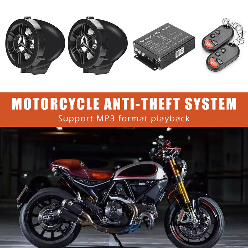 Remote Control Motorcycle Alarm System MP3 FM Radio Bluetooth Speaker Amplifier