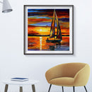 Full Cross Stitch 11CT Sailboat Stamped DIY Cotton Thread Embroidery (2) Newly