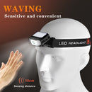 Sensor Cap Hat Clip on Light Headlight 6 Modes COB LED USB Charging Head Lamp