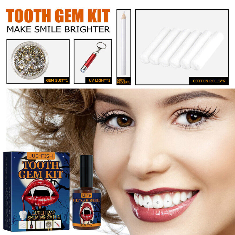 DIY Tooth Jewelry Gems Kit Sturdy Dental Drill Set Box for Halloween Decoration