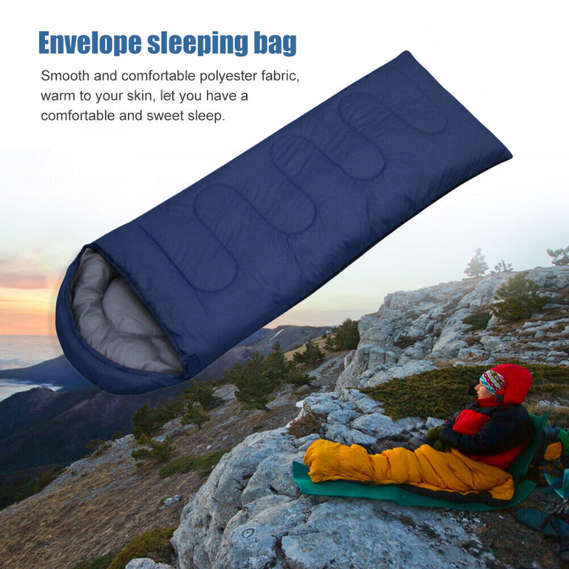 Outdoor Camping Sleeping Bag Winter Warm Envelope Hooded Hiking Sleeping Blanket