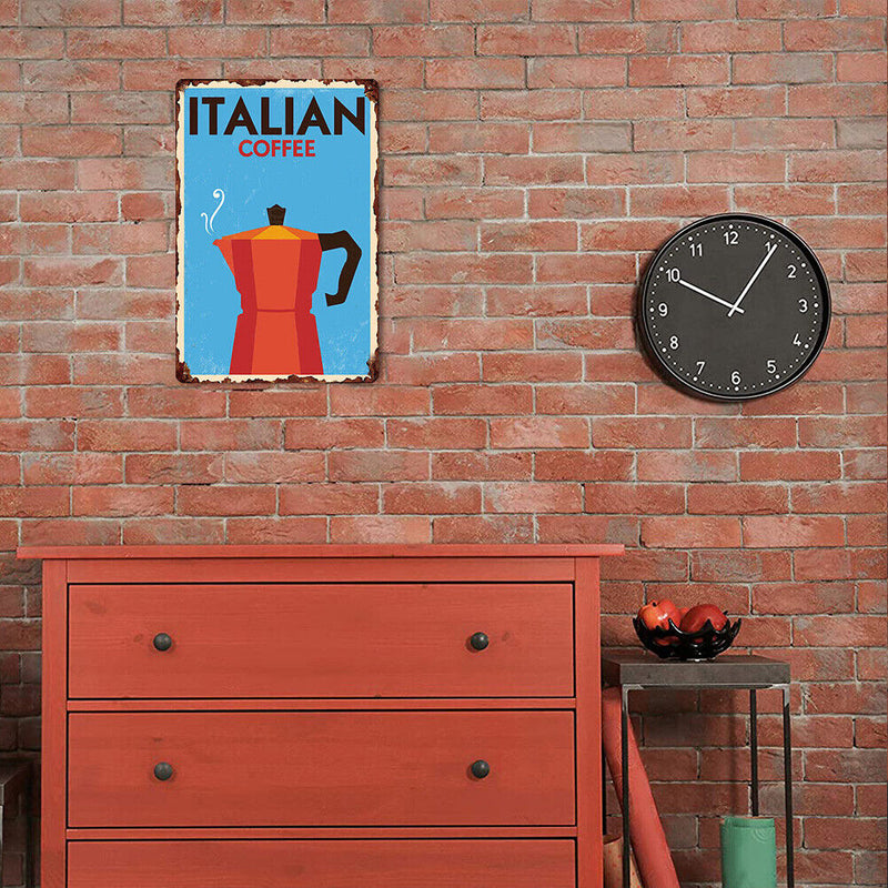 Tin Plates Wall Signs Retro Painting Italian Coffee Metal Plate Poster for Bar