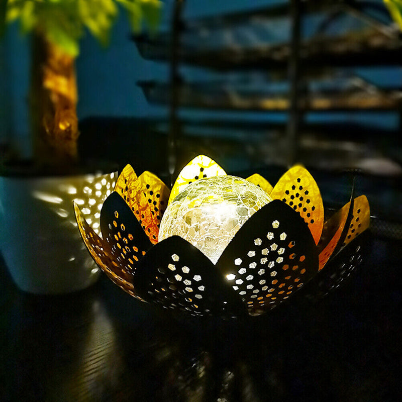 Solar LED Flower Light Artificial Hollow Lotus Garden Landscape Ornaments