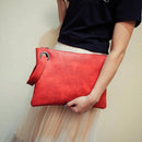 Women PU Leather Clutch Wristlets Purse Wallet Pure Color Handbags Red