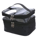 Double Layer Travel Makeup Bag Waterproof Portable Cosmetic Bag (Black) Newly