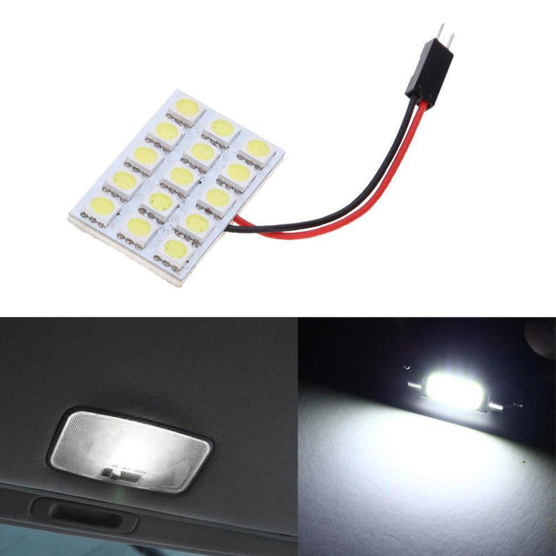 5050 15SMD Automotive Interior Bright LED White Light T10 Festoon Dome Adapter 1