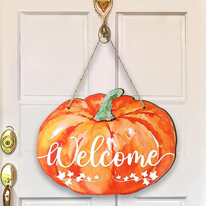 Fall Pumpkin Welcome Sign Autumn Pumpkin Hanging Wooden Signs Autumn Fall.