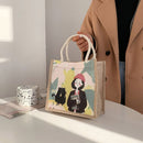 Women Linen Shoulder Lunch Bag Large Capacity Top-handle Handbags (Style 3)