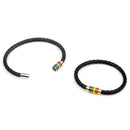 Leather Braided Lovers Pride Rainbow Bracelets Titanium Les Jewelry R3K9