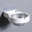 Suction Wall-mounted Ashtray Stainless Steel Cigarette Ash Tray (White) Newly