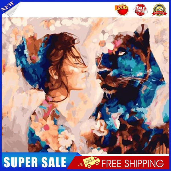 Girl and Black Panther Paint By Numbers DIY Frameless Picture On Canvas (E)