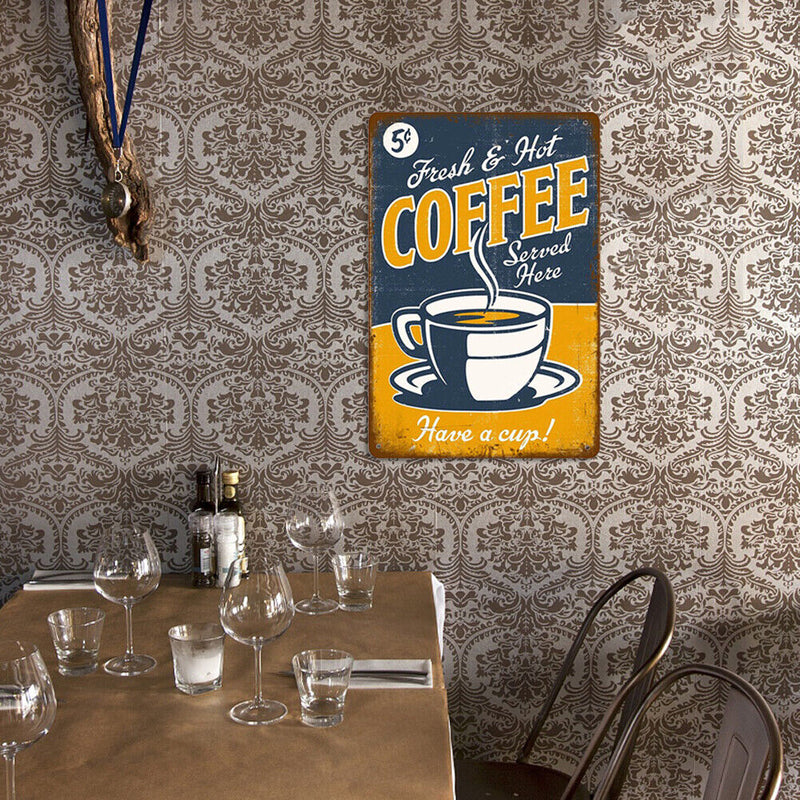 Coffee Retro Metal Plate Tin Sign Wall Poster Plate for Iron Painting Decor