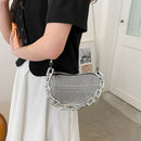 Women Rhinestones Shoulder Bag Diamond Elegant Cylinder Chain Messenger Handbag