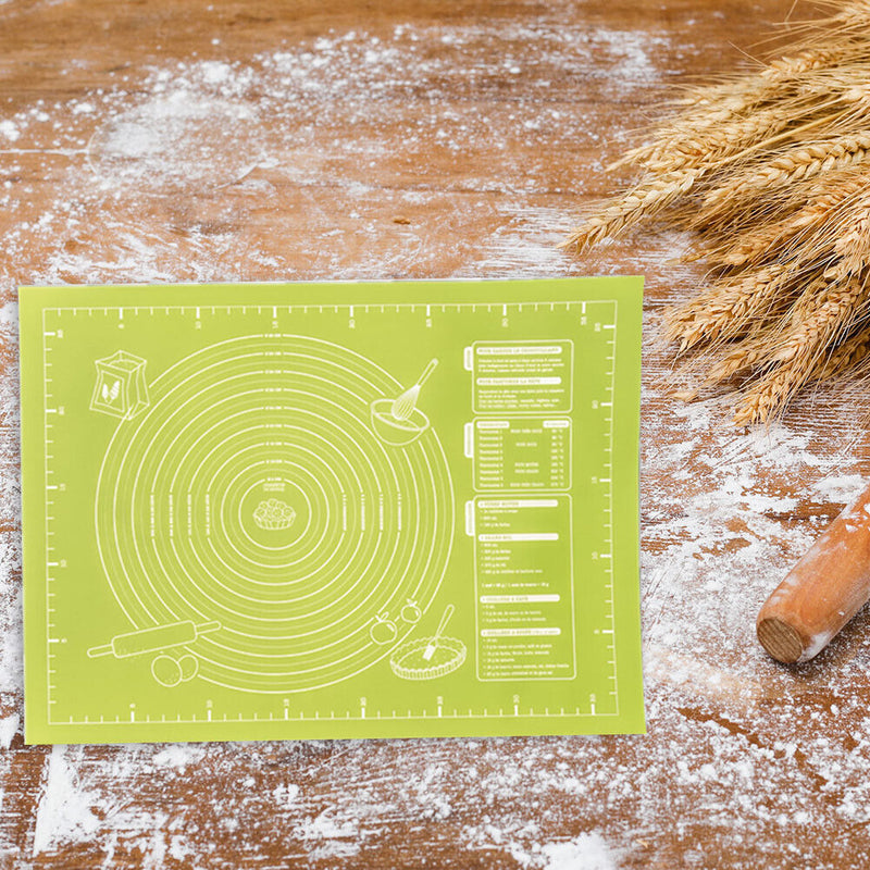 Rolling Dough Baking Mat Silicone Pizza Cake Maker Pad (Green 45x60cm) Newly