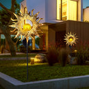 Solar LED Sun Moon Flame Light Retro Iron Landscape Lawn Lamps (C)(Yellow) Newly
