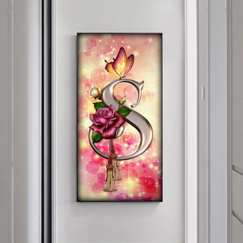 Letter S Rose Oil Paint By Numbers Kits DIY Craft Coloring Drawing Home Dec