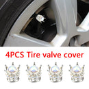 4pcs Universal Crown-Shaped Car Tyre Valve Caps Dust-Proof Tire Valve Covers