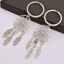 Wind Chimes Pink Green Feather Dream Catcher Keychain Buckle Pendant Keyring