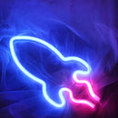 Desktop LED Neon Light Rocket Shape Flashing Night Lamp Home Bar Decor (D) Newly