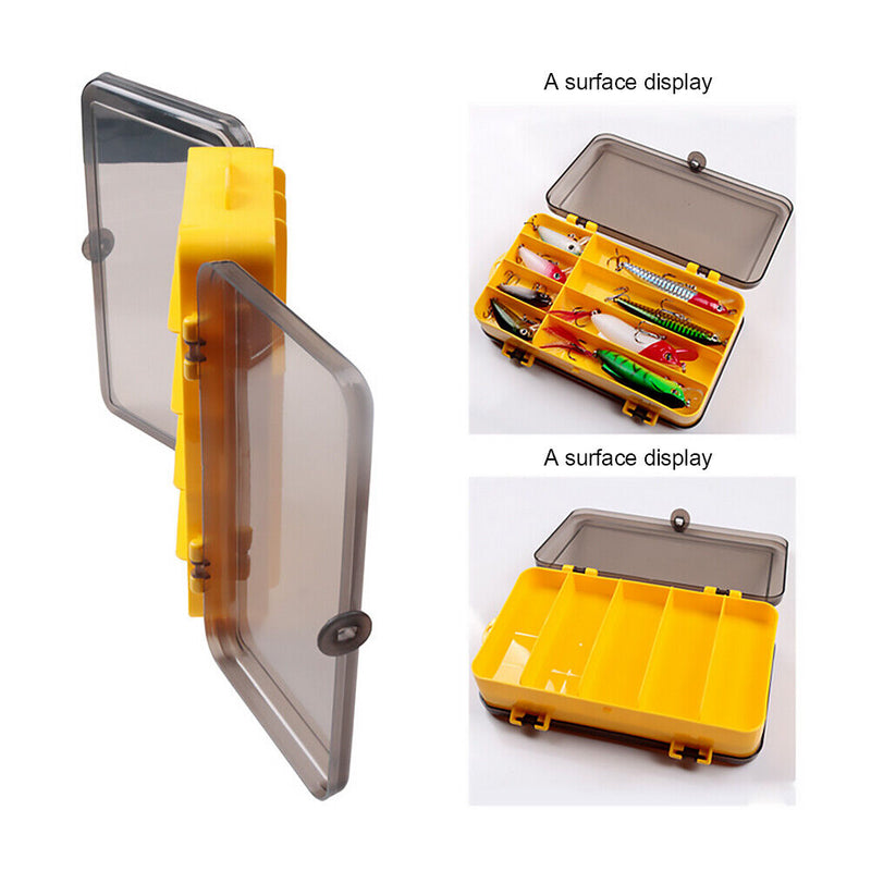 Double Side Fishing Lure Box Bait Case Organizer Lure Fishing Tool (Grey) Newly
