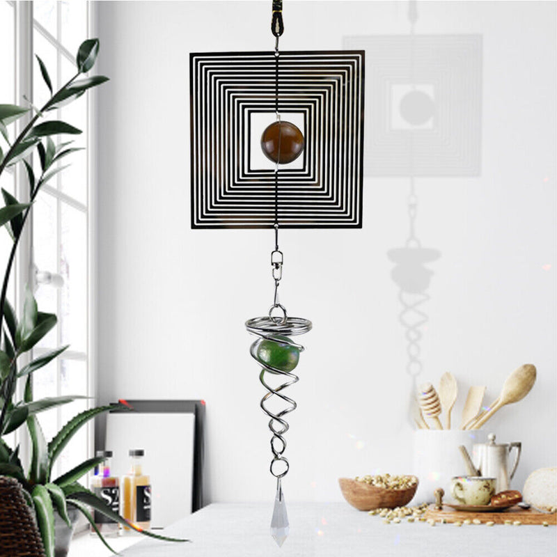 DIY Rotating Wind Chime Novelty Metal Hanging Sculpture Wind Chime Bell (C)