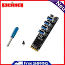 M.2 MKEY Adapter Module 4-Port PCI-E X1 Riser Card Expansion Board for Vista