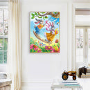 Swing Rabbits Oil Paint By Numbers Kits DIY Craft Coloring Drawing Home Decor