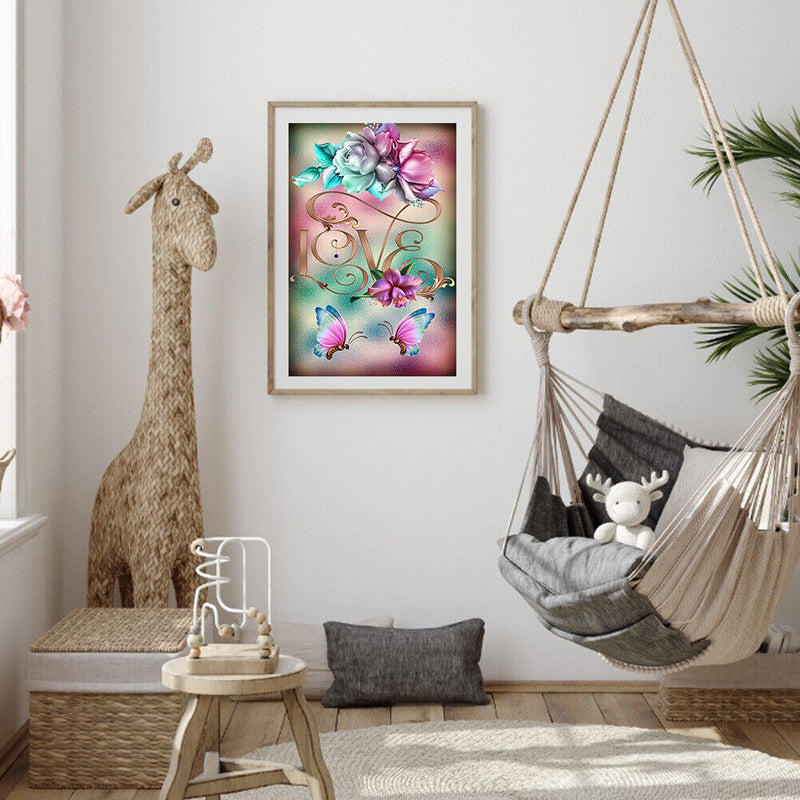 LOVE Flower Oil Paint By Numbers Kit DIY Acrylic Painting on Canvas Framele