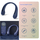 Mini Neck Fan USB Rechargeable Bladeless Fan Neck Air Conditioner (Blue)