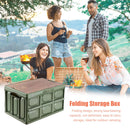 Folding Car Trunk Storage Box Wooden Lid Outdoor Camping Fishing Organizer Box