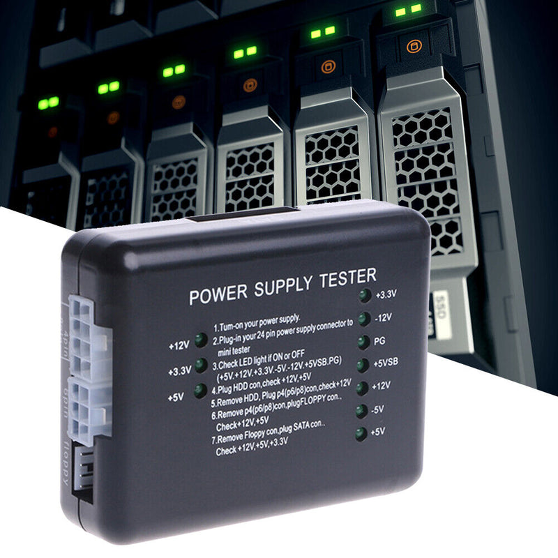 Portable Computer 20/24 Pin ATX SATA HDD Power Supply Tester Checker Meter Newly