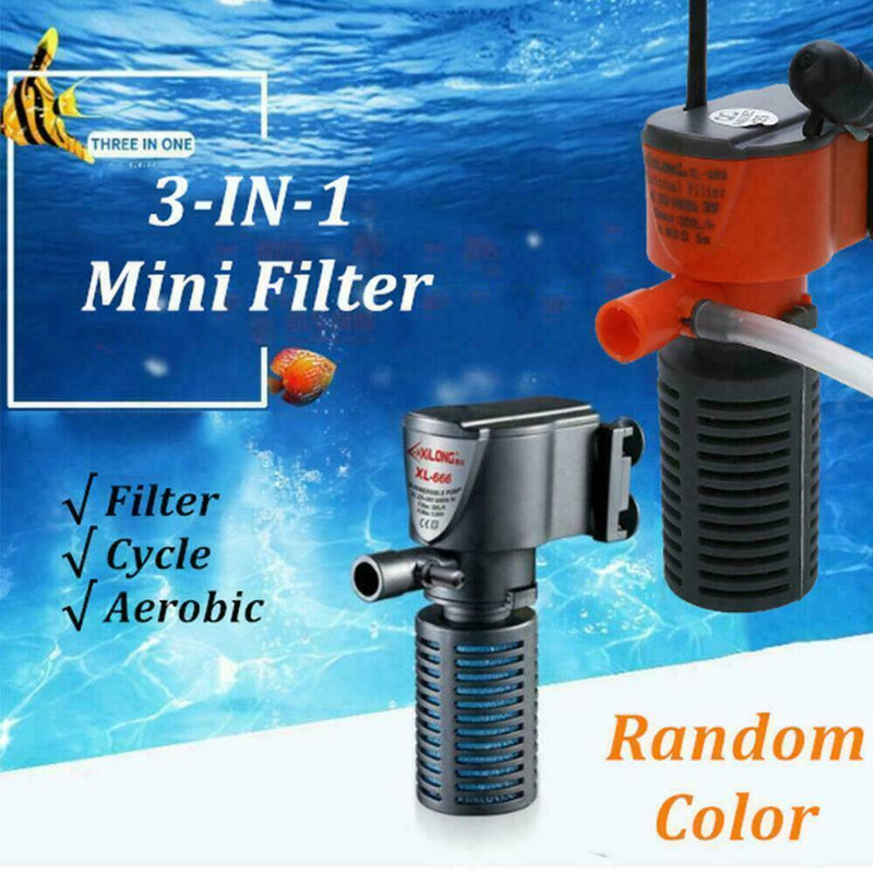 3 in 1 Aquarium Filter Submersible Oxygen Internal Tank Air Pump Water Fish