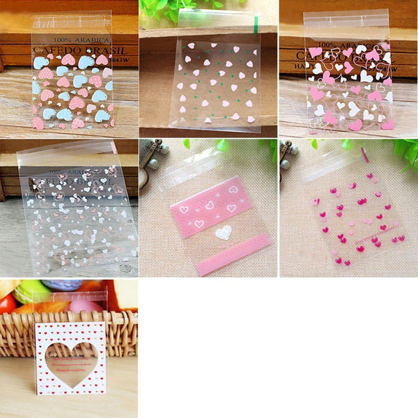Wedding Favors Plastic Cookie Pocket Candy Bag Cute Bow Design Self-Adhesive
