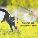 Cat Teaser Wall Toys Pet Colorful Feather Rod Plastic Kitten Interactive Sticks