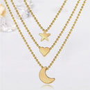 Charm Multi Layer Pendant Necklace Choker Women Moon Love Pendant Clavicle