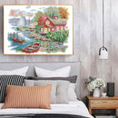Partial Embroidery Scene 2-Beach 14CT Printed Fabric Cross Stitch Needlework