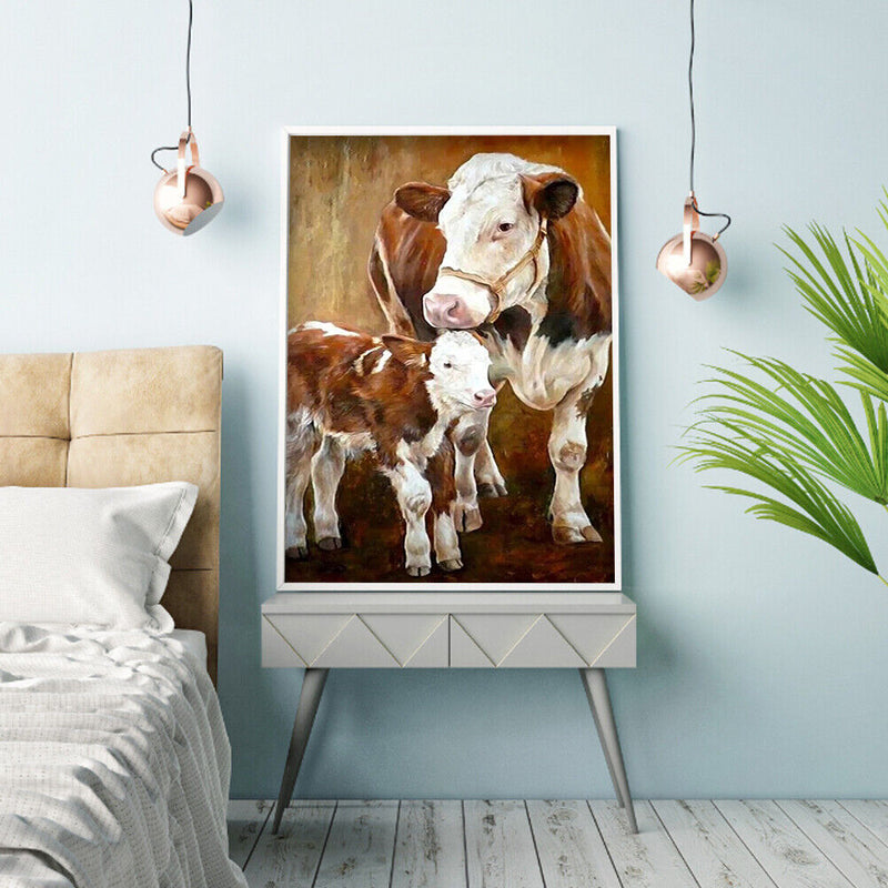 Cow Mother and Child Oil Paint By Numbers Kit Canvas Drawing DIY Coloring A