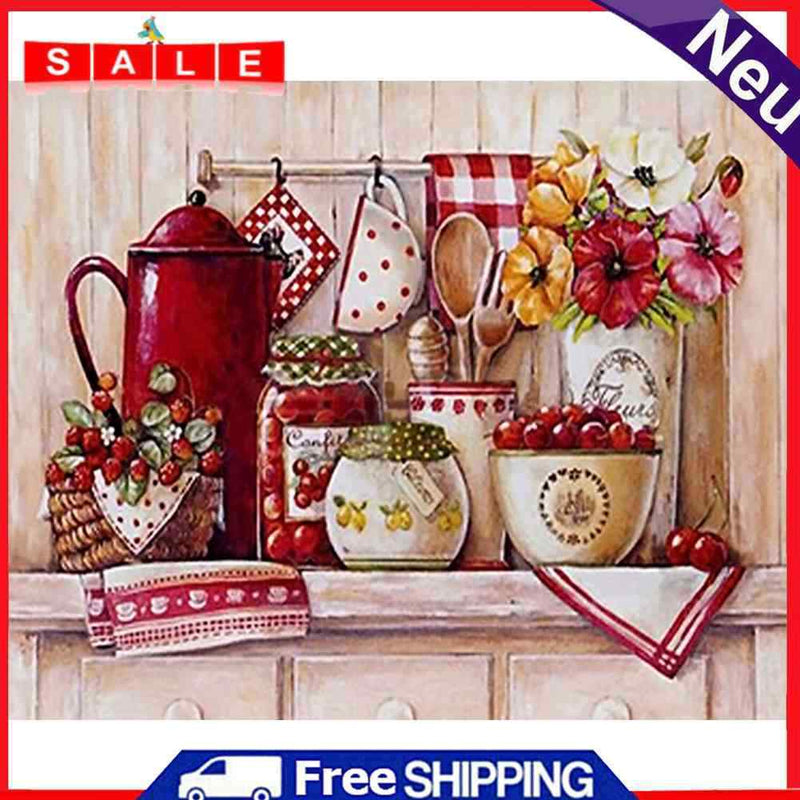DIY Digital Picture Kitchen Cups Painting By Numbers Set Acrylic Handicraft Art