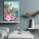 5D DIY Diamond Painting Full Drill Seaside House Embroidery Picture Mosaic