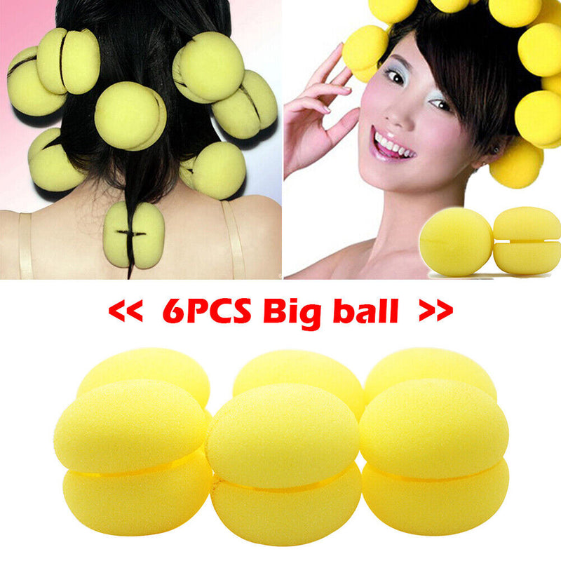 6pcs Sponge Big Curling Rollers Hair Foam Balls Mushroom DIY Hairdressing Tools