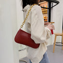 Alligator Pattern Thick Chain Underarm Bags Women PU Leather Pure Color Handbag