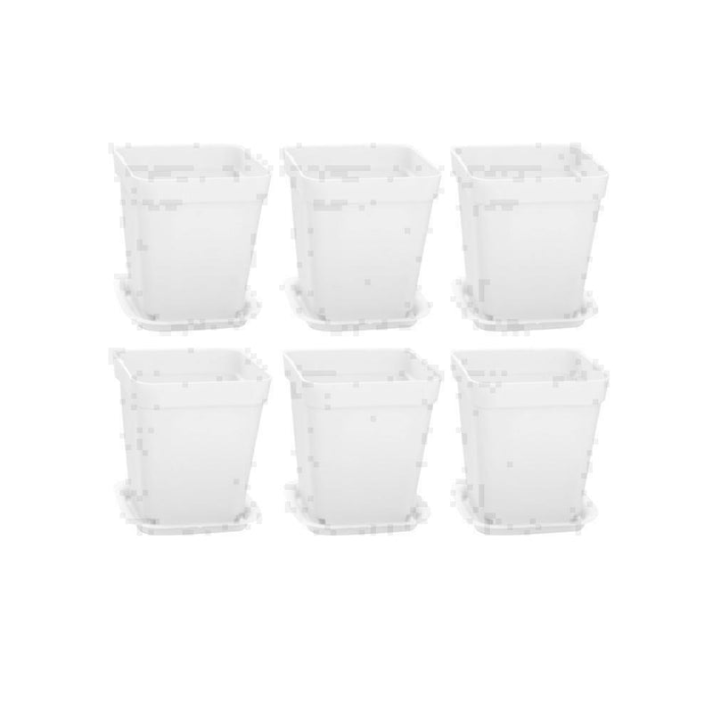 Strong White Plastic Square Plant Flower Pot Planter X5 K2V4 S4X1 Growing O8S8