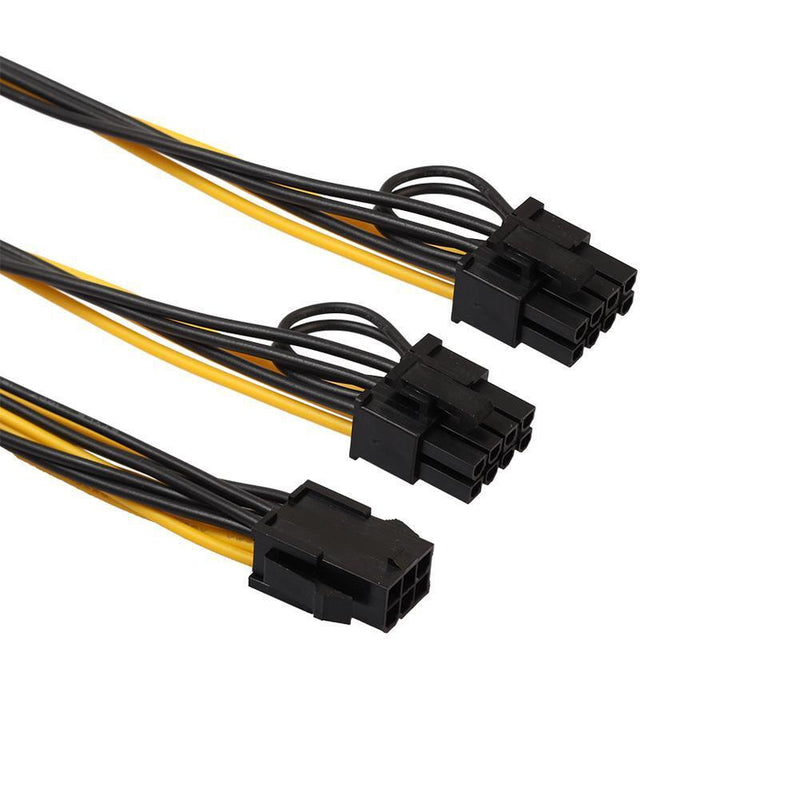 PCI-E 6-Pin Female to Dual 8-Pin (6+2-Pin) Male Graphics Card Power Cable
