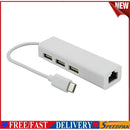 USB 3.1 Type-C to USB 3.0 3 Ports Hub Highspeed Ethernet Internet Adapter C